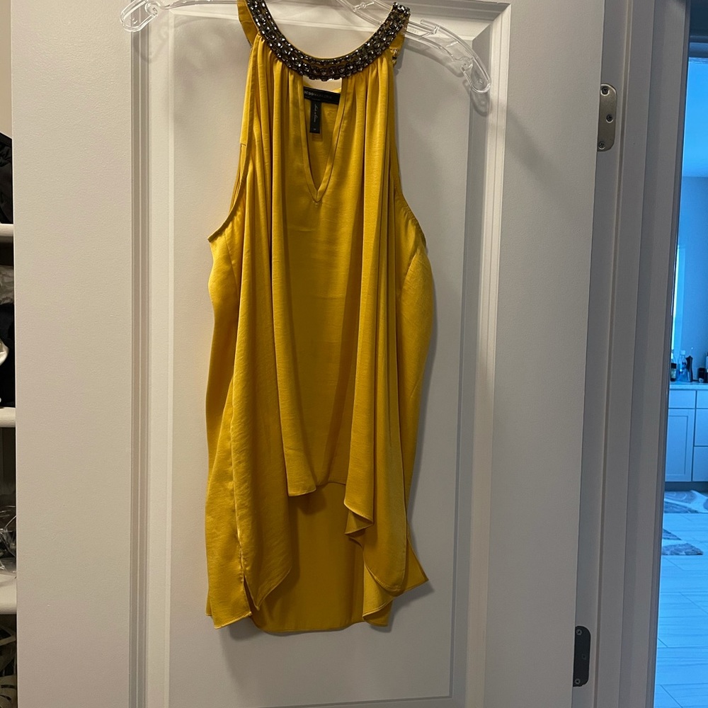 Bcbg yellow flows blouse